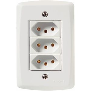 3 Tomadas 2P+T 10A 250V Branco Lux 2 Tramontina