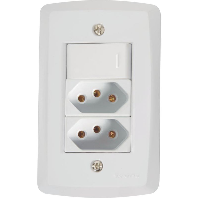 Conjunto-de-1-Interruptor-Simples-com-2-Tomadas-10A-Branco-Lux2-Tramontina