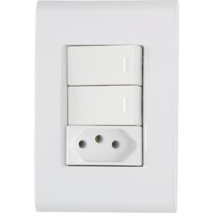 2 Interruptores Simples + Tomada 2P+T 10A 250V Branco Liz Tramontina