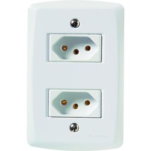 2 Tomadas 2P+T 20A 250V Branco Lux 2 Tramontina