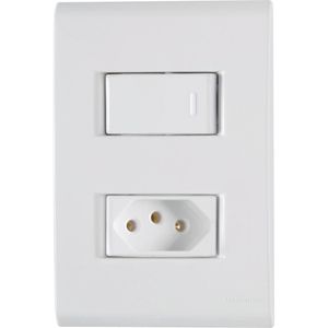 Conjunto Interruptor Simples + Tomada 2P+T 10A 250V Branco Liz Tramontina