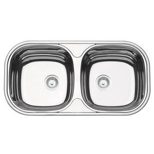 Cuba Dupla De Embutir/Sobrepor 78X40 Com Válvula Aço Inox Alto Brilho Isis 2C 34 BS Tramontina