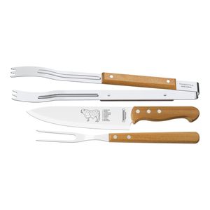 Jogo para Churrasco com 3 Peças Inox Tramontina