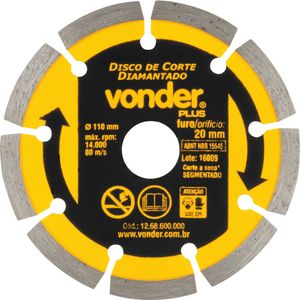 Disco Diamantado 110mm Segmentado Plus Vonder