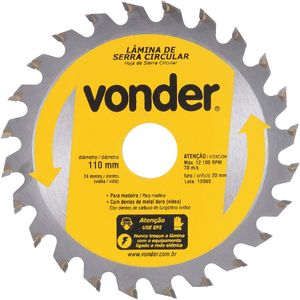 Lâmina Serra Circular para Madeira 110x20mm Vonder