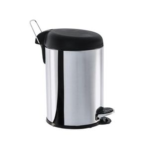 Lixeira com Pedal 5L Inox e Tampa Plástica Preta Brinox