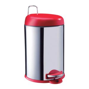 Lixeira Inox com 12L Pedal e Tampa Vermelha Brinox