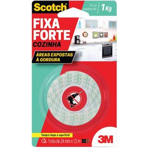 Fita Dupla Face Forte para Cozinha e Áreas Expostas 24mm x 1,5m 3M do Brasil