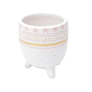 Vaso Cachepot Cerâmica Ethinics Lines Branco Urban