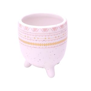 Vaso Cachepot Cerâmica Ethinics Lines Rosa - Urban