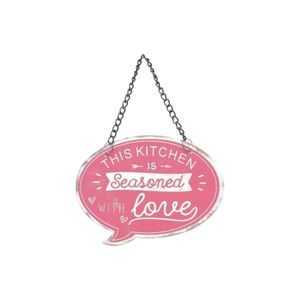 Placa de Metal Quotes Seasoned With Love Vermelho - Urban