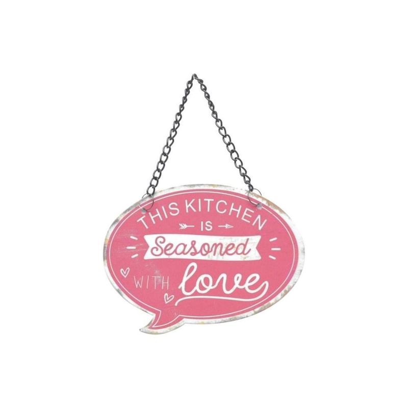 Placa-de-Metal-Quotes-Seasoned-With-Love-Vermelho---Urban