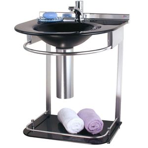 Lavabo com Espelho Cris Mold Preto Cris Metal
