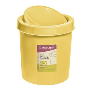 Lixeira com Tampa Redonda 4,3L Amarela Basculante Primafer