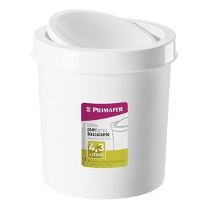 Lixeira para Banheiro Redonda Plástico Branca 4,3L Basculante Primafer