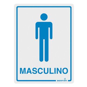 Placa para Banheiro Masculino com Figura 20x15cm Autoadesiva Bemfixa