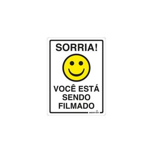 Placa Sorria Você Está Sendo Filmado 20x15cm Autoadesiva Bemfixa