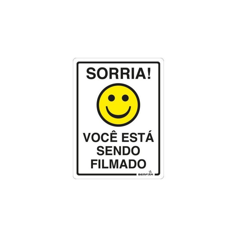 Placa--Sorria-Voce-Esta-Sendo-Filmado--15x20mm-Autoadesiva-Bemfixa