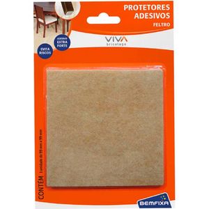 Protetor Adesivo de Feltro Quadrado 99x99mm 1 Unidade Marrom Bemfixa