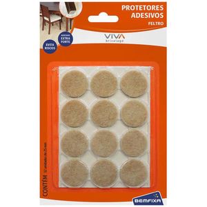 Protetor Adesivo de Feltro Redondo 25mm 12 Unidades Marrom Bemfixa