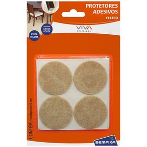Protetor Adesivo de Feltro Redondo 40mm 4 Unidades Marrom Bemfixa