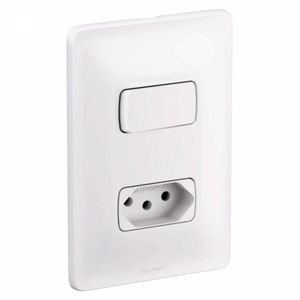 Conjunto de Interruptor Paralelo + Tomada 2P+T 10A Branco Zeffia Pial