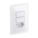 Conjunto-de-2-Interruptores-Simples-com-1-Tomada-10A-Branco-Pial-Legrand