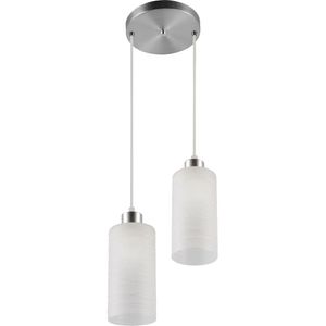 Pendente de Vidro Detalhe Risco com Base de Alumínio 2 Lâmpadas Branco Blumenau