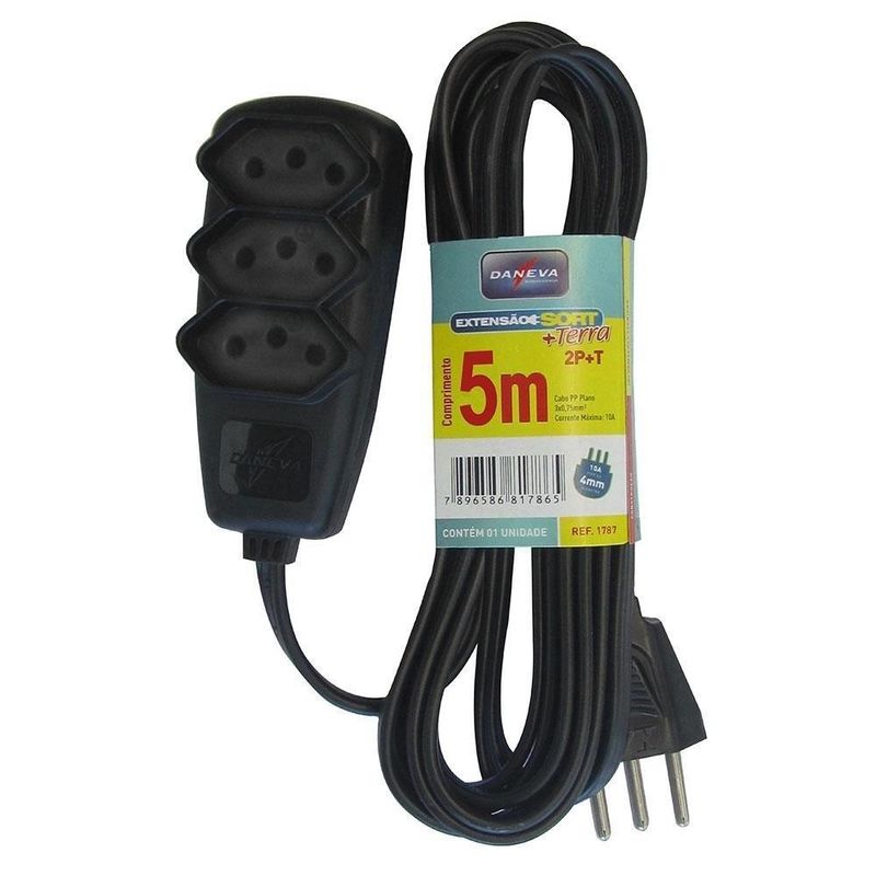 Extensao-3X075mm²-5m-Preto-Sort-Daneva