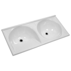 Tanque Duplo T105BR 1,05m x 55cm Mármore Branco Decoralita