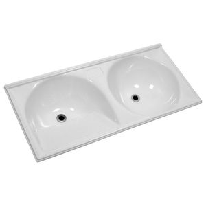 Tanque Duplo de Fibra TP114BR 1,14m x 55cm Branco Decoralita