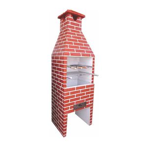 Churrasqueira de Concreto Refratário Tijolinho Média Pintada Vermelha 65cm Fortal