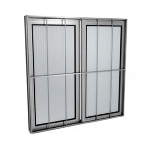 Janela de Correr 100x100cm com Grade Vidro Canelado Natural Quality Esquadria
