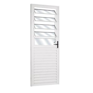 Porta de Abrir 210x80cm com Basculante Vidro Liso Esquerda Branca Líder