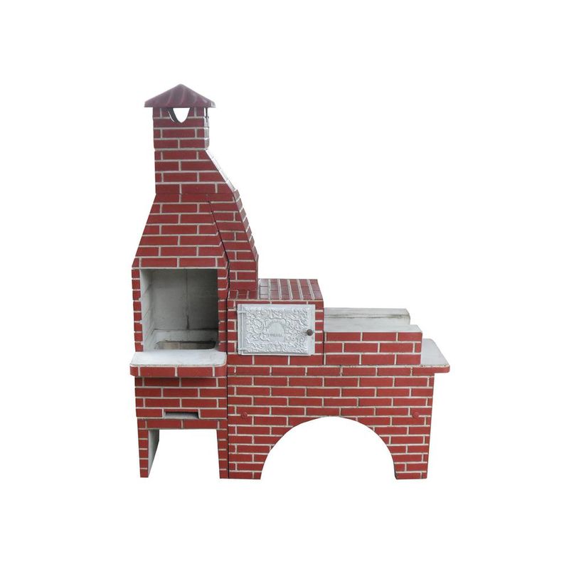Churrasqueira-de-Concreto-Refratario-Tijolinho-com-Forno-e-Fogao-Pintada-Vermelha-54cm-Fortal