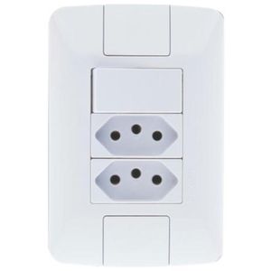 Conjunto Interruptor S+2 Tomadas 2P+T 10A 250V Branco Aria Tramontina
