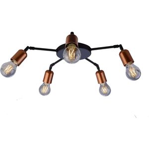 Plafon Edison 5XE27 Preto Fosco Bronze Orluce