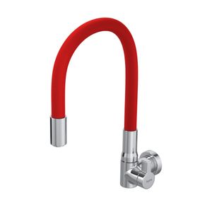 Torneira De Parede Para Cozinha 1168 Hydramotion Flex Cromada Vermelha Hydra Corona