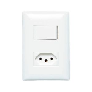 Conjunto 1 Interruptor S+1 Tomada 2P+T 10A Branco  Thesi Pial