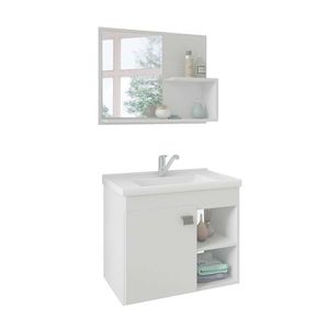 Gabinete 46x55cm Kit Armário Com Espelho Lotus Branco Mgm