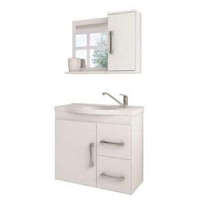 Gabinete 56x63,5cm Kit Armário Com Espelho De Vidro Vix Branco Mgm