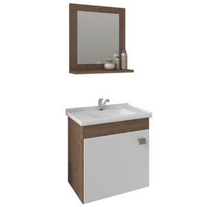 Gabinete Íris 46x44cm Amêndoa Off White Com Espelho Mgm