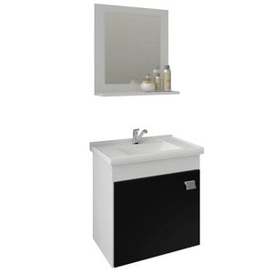 Gabinete Íris 46x44cm Branco/Preto Com Espelho Mgm