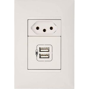 Tomada USB Br + 1T 2P+T 10a Branco Plus + Pial