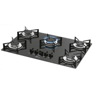 Cooktop a Gás 5Q Mesa de Vidro Preto Fischer