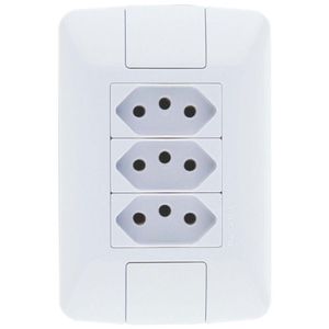 Placa Com 3 Tomadas 2P+T 10A 250V Branco Aria Tramontina