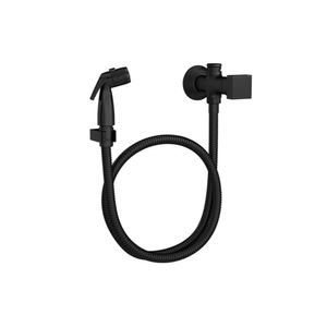 Ducha Higiênica com Registro e Derivação Gatilho Cromado Cubo Black Matte Deca