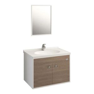 Gabinete 56X41X35cm Para Banheiro Kit Allure Nogueira Com Espelho Policlass