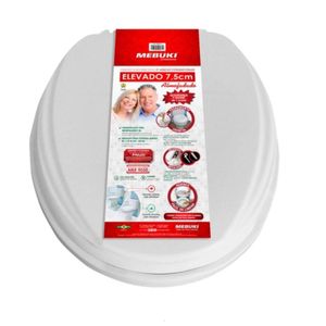 Assento Elevado 7,5cm Almofadado com Tampa Polietileno Branco Mebuki