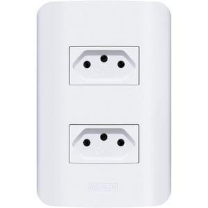 Tomada Dupla 2P+T 10A 250V Branca Canoa Romazi